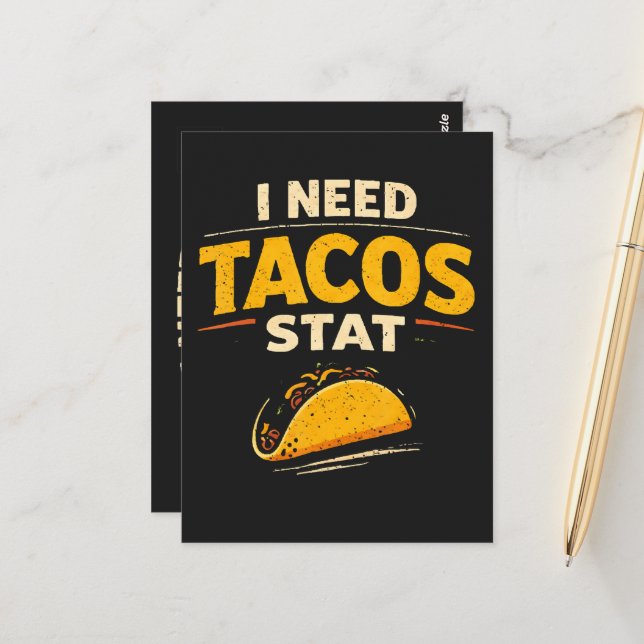 Ich brauche Tacos sofort Postkarte (Vorderseite/Rückseite Beispiel)