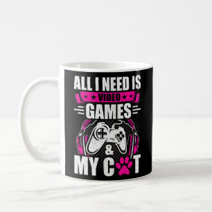 Ich brauche Videospiele und meine Katze Video Game Kaffeetasse