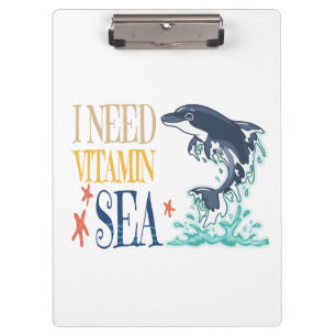 Ich brauche Vitamin Meer Lustiger Orca Delfin Somm Klemmbrett