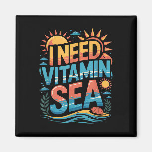 Ich brauche Vitamin Meer Sommer Strand Urlaub Vibe Magnet