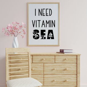 Ich brauche Vitamin Sea Funny Summer Poster