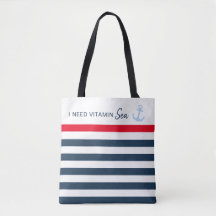 Ich brauche Vitamin Sea Nautical Stripe Anker