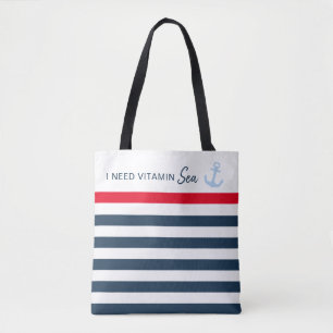Ich brauche Vitamin Sea Nautical Stripe Anker