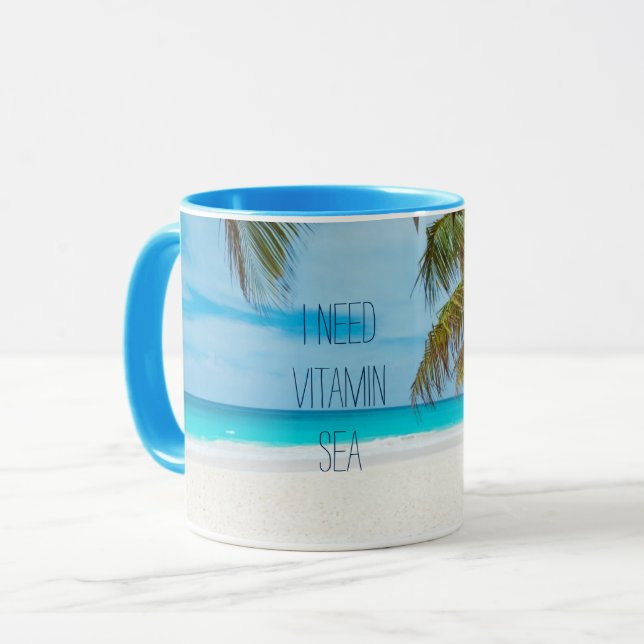 Ich brauche Vitamin Sea Tropical Beach Palm Tree Tasse (Vorderseite Links)
