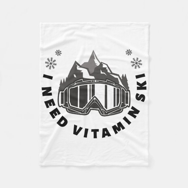 Ich brauche Vitamin Ski  Fleecedecke (Vorderseite)