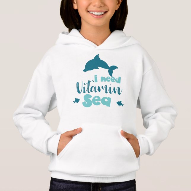 Ich brauche Vitaminsee, Dolphin, Fisch, Meer, Urla Hoodie (Vorderseite)