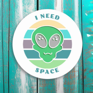 Ich brauche Weltraum Lustiger Vintage-Alien-Witz Runder Aufkleber