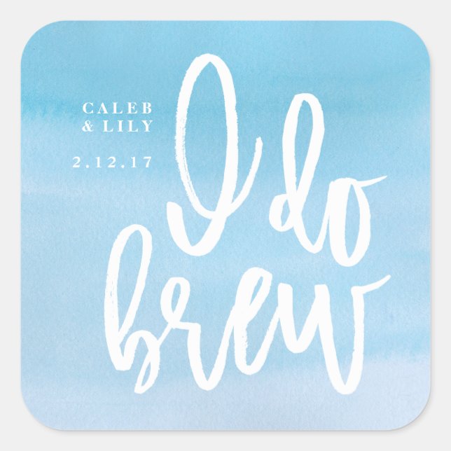 Ich braue Bieretikett, Hochzeitflasche Quadratischer Aufkleber (Vorderseite)