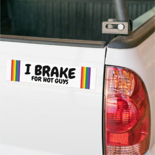Ich bremse für heiße Typ Regenbogen-Pride Gay Them Autoaufkleber