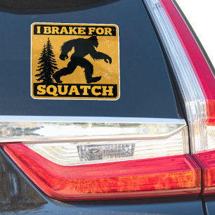 Ich bremse für Squatch Retro Bigfoot Lustig Gelb Aufkleber