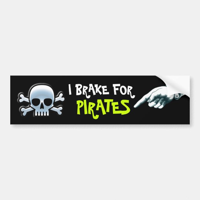 "Ich bremse Piraten" Autoaufkleber (Vorne)