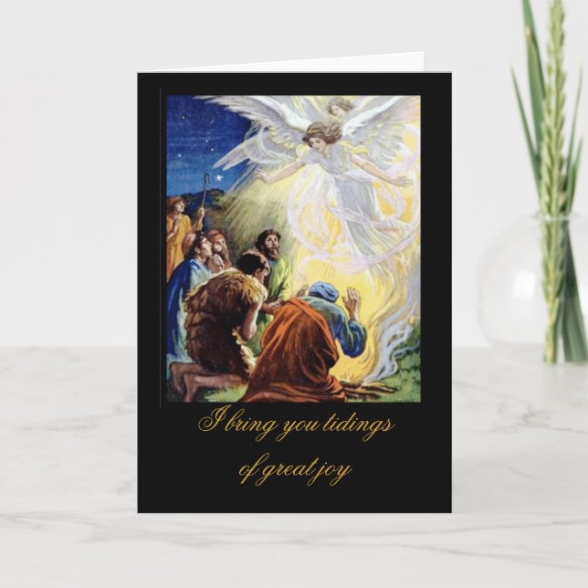 Ich bringe dir glückliche Dinge Feiertagskarte (Vorderseite)