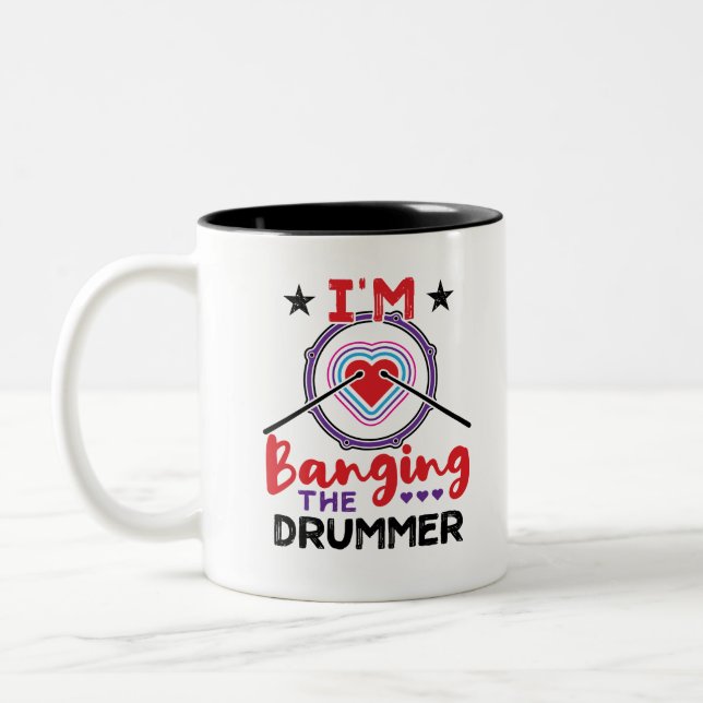 Ich bumme die Drummer Funny Ehefrau Girlfriend Zweifarbige Tasse (Links)
