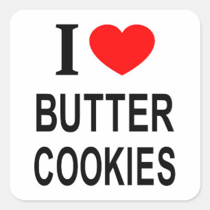 Ich ❤️ BUTTERKÄKECHEN Ich liebe Butterkekse Ich li Quadratischer Aufkleber