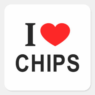 Ich ❤️ CHIPS Ich liebe CHIPS Ich mag CHIPS Quadratischer Aufkleber