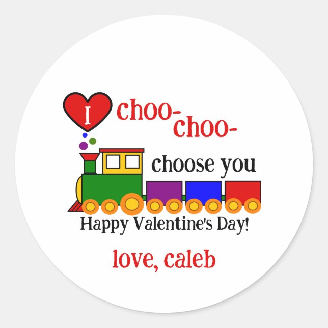 Ich choo-choo Valentinstag Kindername Runder Aufkleber (Vorderseite)