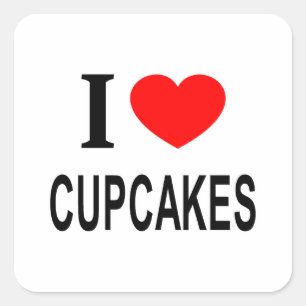 Ich ❤️ CUPCAKES Ich liebe CUPCAKES Ich mag CUPCAKE Quadratischer Aufkleber