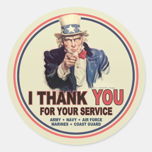Ich danke Ihnen Runder Aufkleber (Vorderseite)