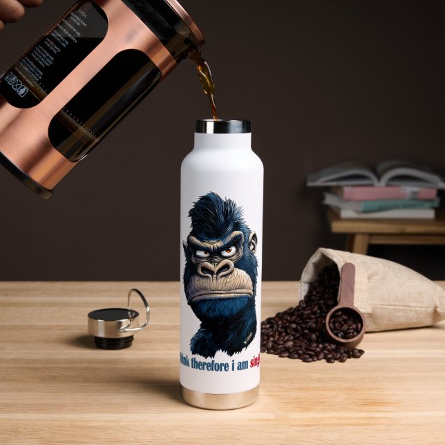 ich denke, also bin ich Single Trinkflasche (Kaffee (gedreht))