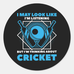 Ich denke an Cricket - Cricketer Tsman Sport Runder Aufkleber