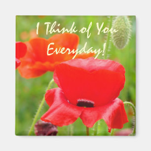 Ich denke an dich jeden Tag! Magnet Red Poppy Blum