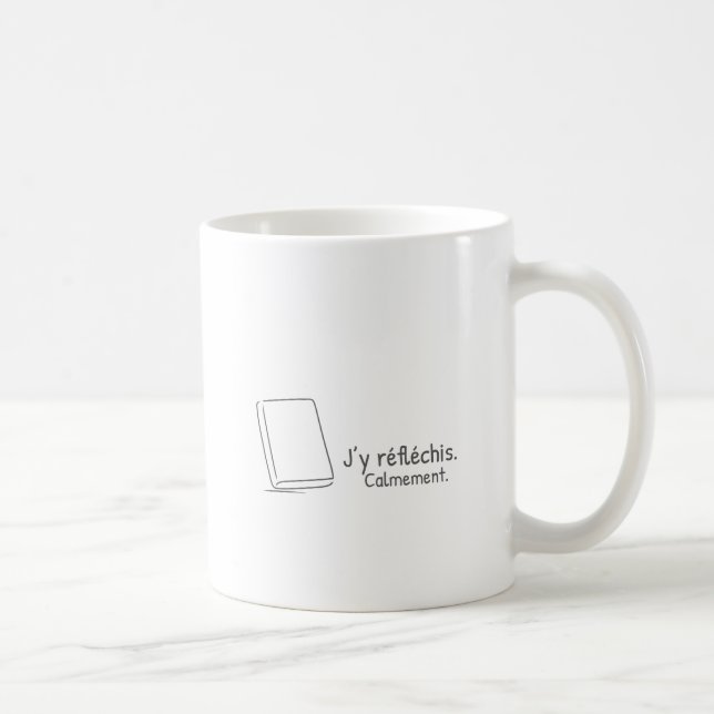 Ich denke darüber nach. Ruhig. Kaffeetasse (Rechts)