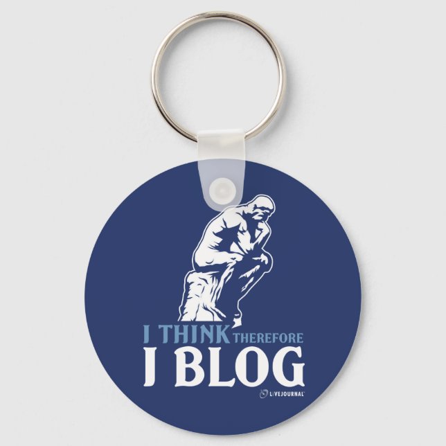 Ich denke, deshalb Blog Schlüsselanhänger (Vorderseite)