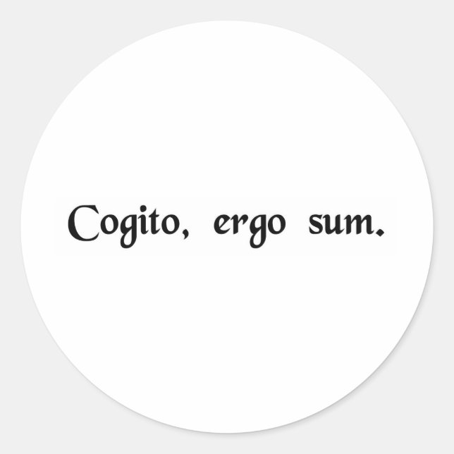 Ich denke, deshalb ich Am. Runder Aufkleber (Vorderseite)