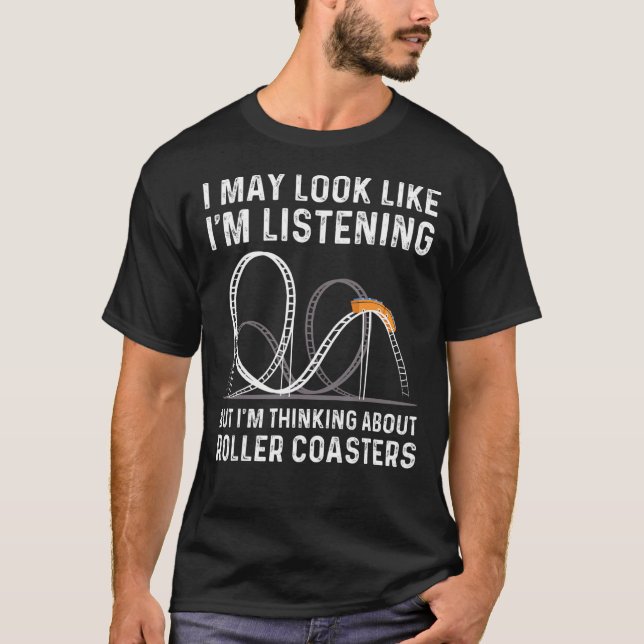 Ich denke über Roller Untersetzer Thema Park Amuse T-Shirt (Vorderseite)