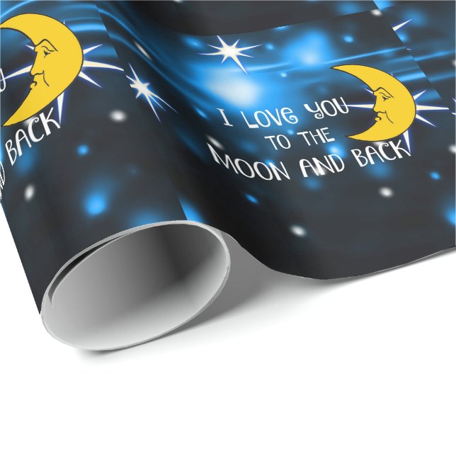 Ich  dich zum Mond und zurück - Starry Sky Geschenkpapier (Rolleneckpunkt)