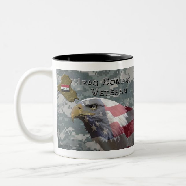 Ich diente - Irag Combat Veteran Zweifarbige Tasse (Links)