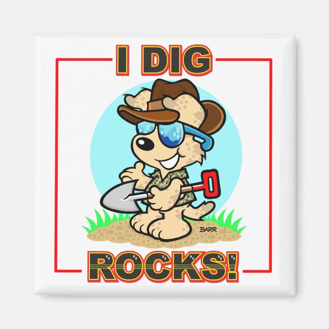 Ich Dig Rocks! Square Magnet (Vorne)