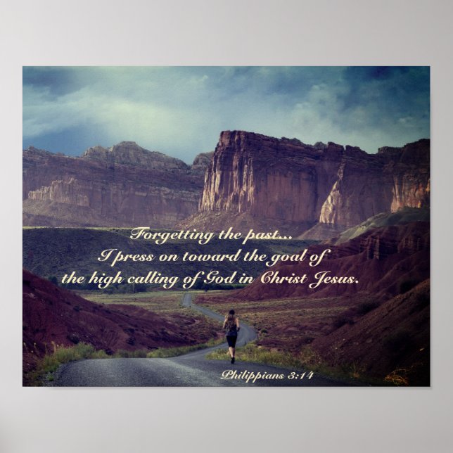 Ich drücke auf das Ziel der Philippinen 3:14 Bibel Poster (Vorne)