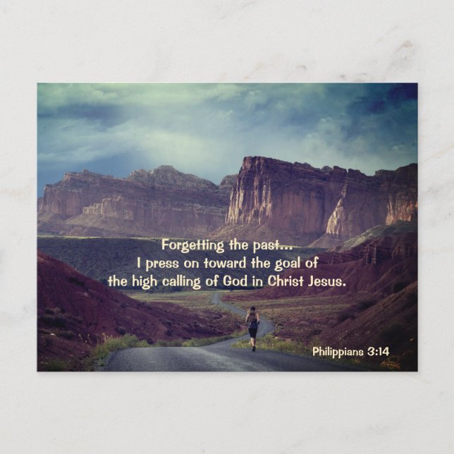 Ich drücke auf das Ziel der Philippinen 3:14 Bibel Postkarte (Vorderseite)