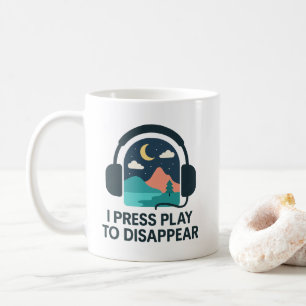 Ich drücke Play, um mit Musik und Natur zu entkomm Kaffeetasse