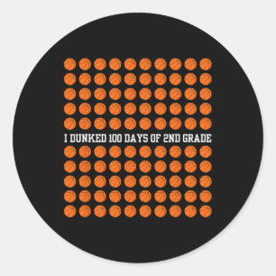 Ich Dunked 100 Tage der 2. Klasse Bysketbyll Sport Runder Aufkleber