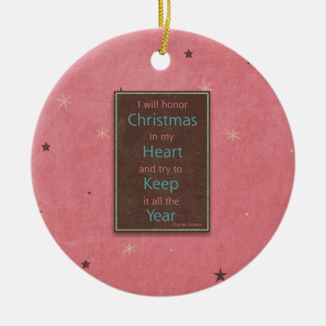 Ich ehre Weihnachtsrosa Brown-Entwurf Keramikornament (Vorne)