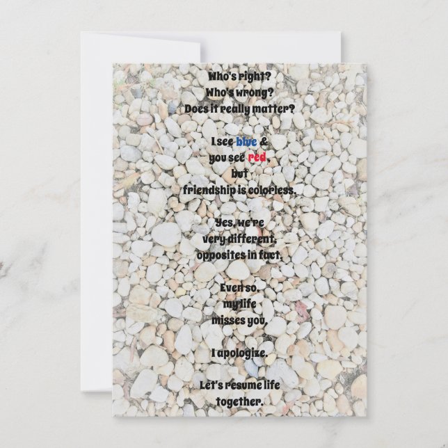 Ich entschuldige mich für die Flachgrüßkarte (Vorderseite)