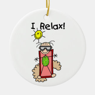 Ich entspanne mich Mädchen-Strichfigur Keramik Ornament