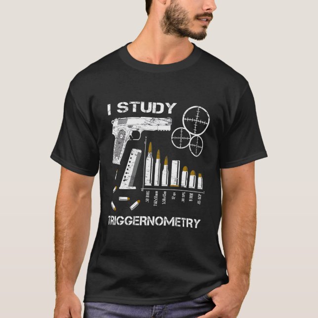 Ich erforsche Triggerometrie-Waffe hinten T-Shirt (Vorderseite)