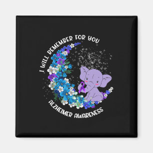 Ich erinnere mich an Alzheimer Awareness Elephant Magnet