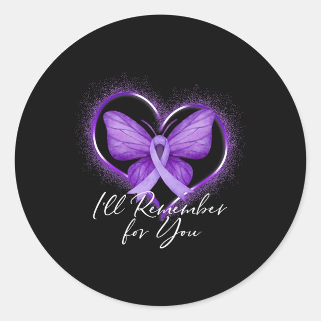 Ich erinnere mich an Alzheimer's Bewusstsein Lila Runder Aufkleber (Vorderseite)