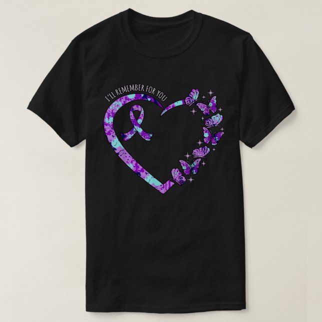 Ich erinnere mich an Alzheimer's Bewusstsein Lila T-Shirt (Design vorne)