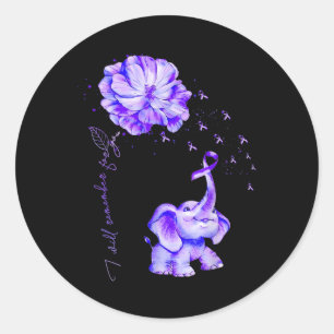 Ich erinnere mich an Lila Elefantenheimer Runder Aufkleber