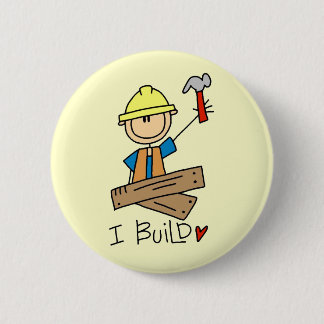 Ich errichte Strichmännchen-Tischler-T-Shirts Button