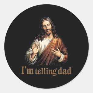Ich erzähle Papa Jesus Lustiger religiöser Vintage Runder Aufkleber