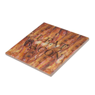 Ich esse Bacon Text mit Hintergrund Fliese