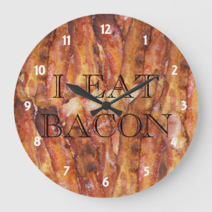 Ich esse Bacon Text mit Hintergrund Große Wanduhr