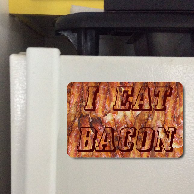 Ich esse Bacon Text mit Hintergrund Magnet (I Eat Bacon Text with Background Flexible Magnet)