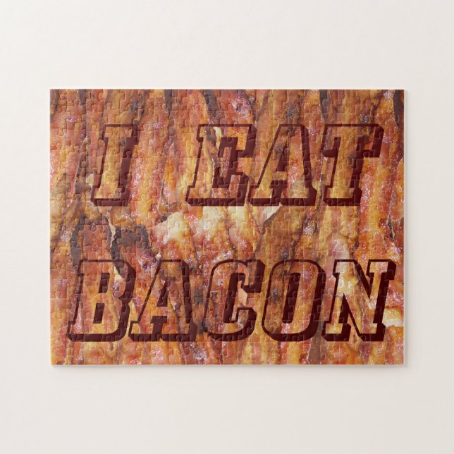 Ich esse Bacon Text mit Hintergrund Puzzle (Horizontal)